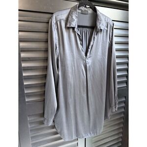 Silk CP Shades Tunic Top Long Sleeve Black Gray Medium
